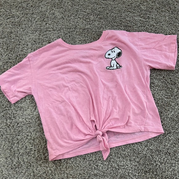 Peanuts Snoopy Pink Tie Front  T Shirt Size M(7/9) Characters - Picture 1 of 8